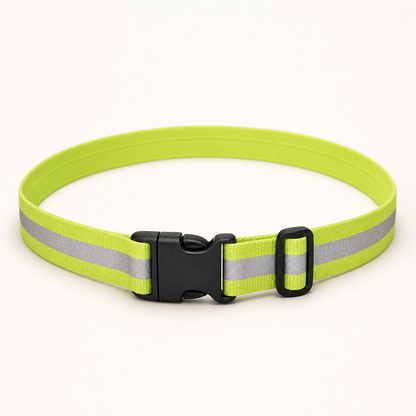 Adjustable fluorescent reflective waist belt with black buckle