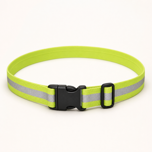 Adjustable fluorescent reflective waist belt with black buckle