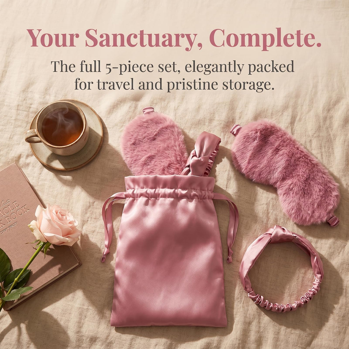 Plush Satin-Lined Sleep Mask Set