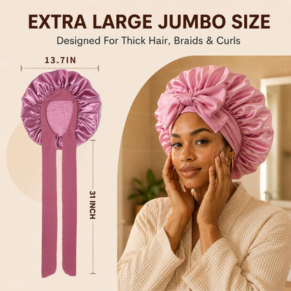 Adjustable Double-Layer Satin Sleep Bonnet