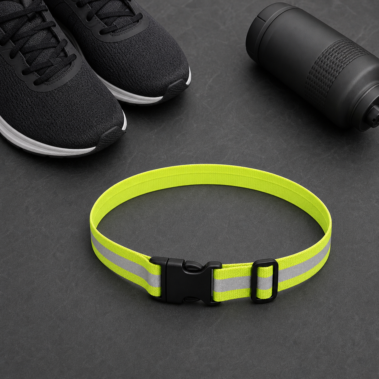 Reflective waist belt ready for a run