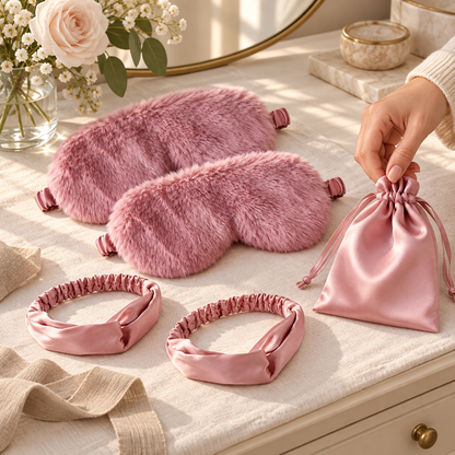 Plush Satin-Lined Sleep Mask Set