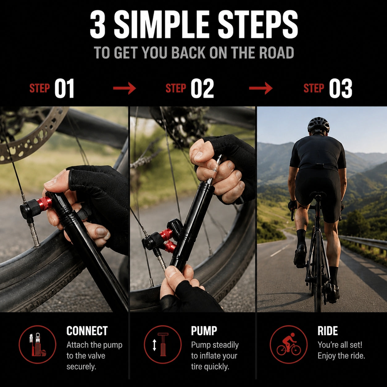 Vendloria Mini Bike Pump – 160 PSI Portable Bicycle Tire Inflator