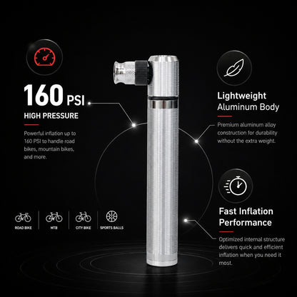 Vendloria Mini Bike Pump – 160 PSI Portable Bicycle Tire Inflator