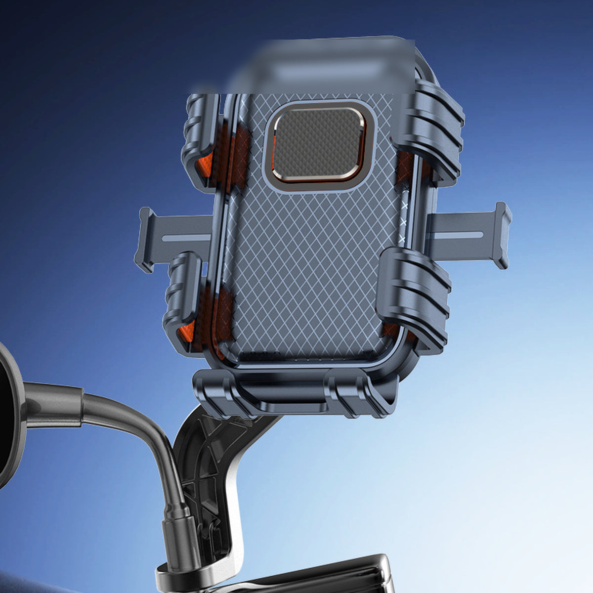 Thickened alloy base and mirror-mount hardware of the black phone holder