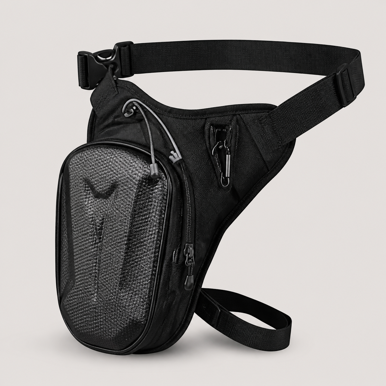 Motorcycle leg bag studio view