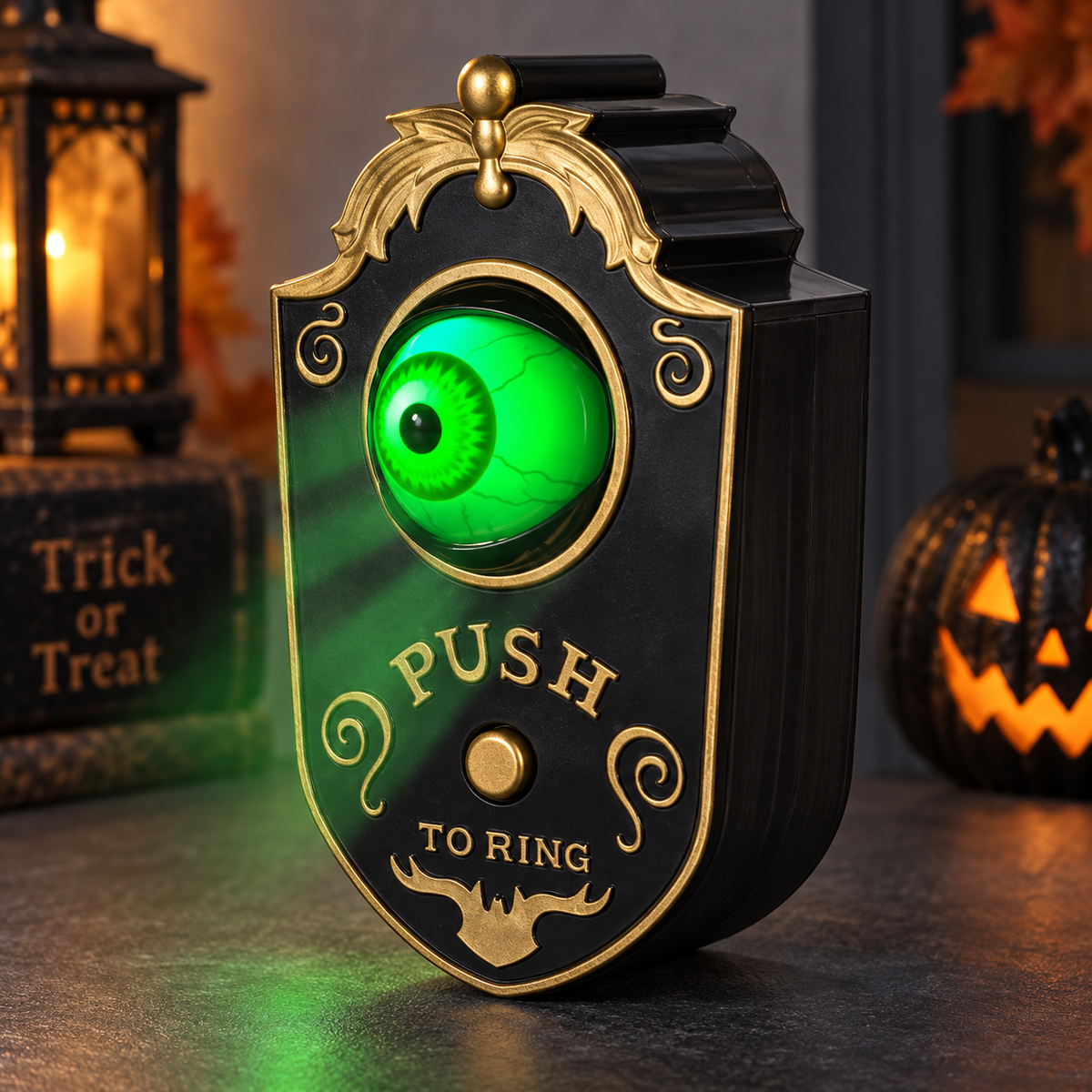 Black eyeball doorbell three quarter product view