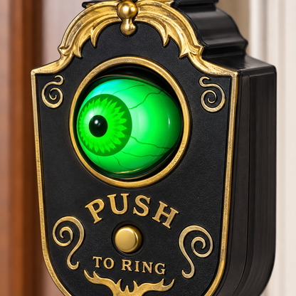 Close view of the rolling green eyeball mechanism