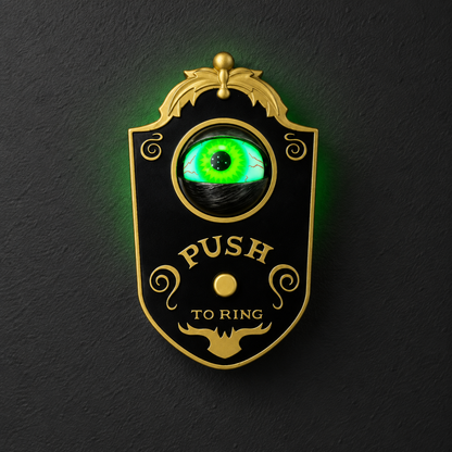 Black and gold Halloween eyeball doorbell hero image