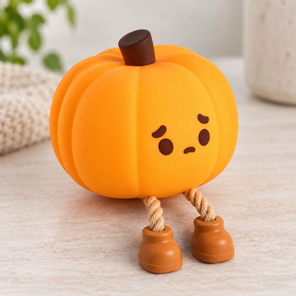 Unlit orange silicone pumpkin light in daylight